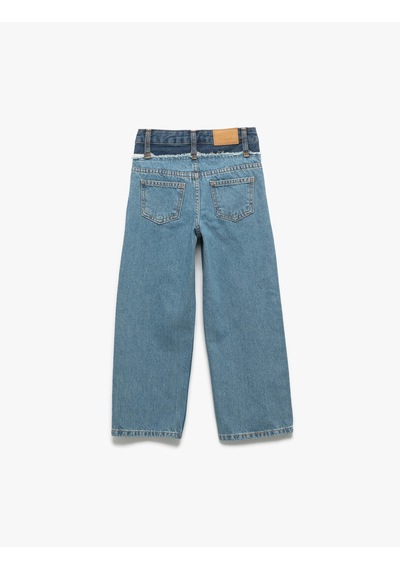 Koton Pamuklu Cepli Denim Geniş Paça Pantolon Orta İndigo 6wkg40017ad Indigo