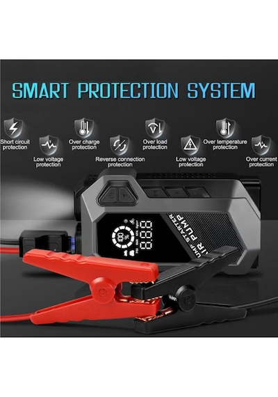 Arada Taşınabilir Akü Takviye Cihazı 4000a & Hava Kompresörü 150 Psı - 20000mah Powerbank Siyah