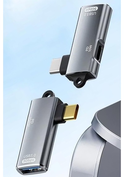 L Tipi Type-c To Usb 3.0 Otg Çevirici Adaptör 100w Pd Şarj Girişli Dönüştürücü