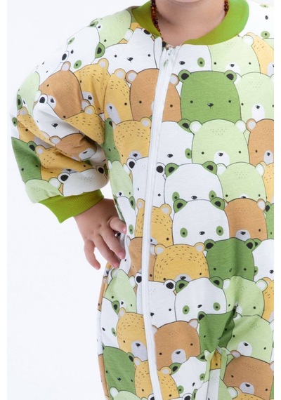 Babyhola 2.5 Tog Yorgan Gerektirmeyen Kalın Elyaf Dolgulu Çocuk Uyku Tulumu Pamuk Astarlı Unisex 6020 Koyu Yeşil