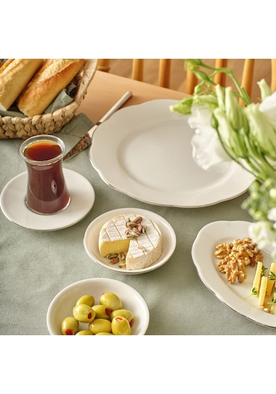 Bella Maison Clover Porselen 26 Parça 6 Kişilik Kahvaltı Takımı Silver Gümüş