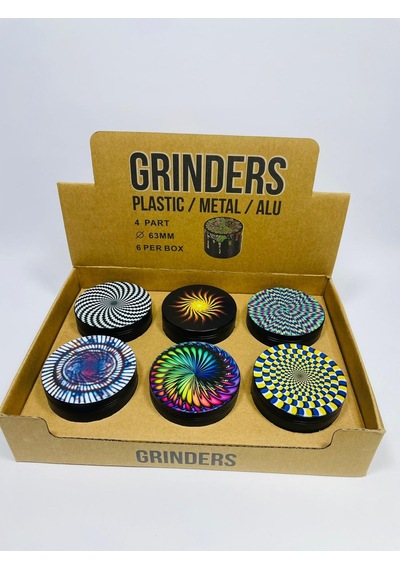 Tobaccoturk724 Optik İlizyon Desenli Metal 4 Parça Grinder Tütün Öğütücü 63 MM