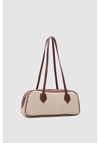 Shule Bags Boheme Hasır Baget Çanta Krem Krem