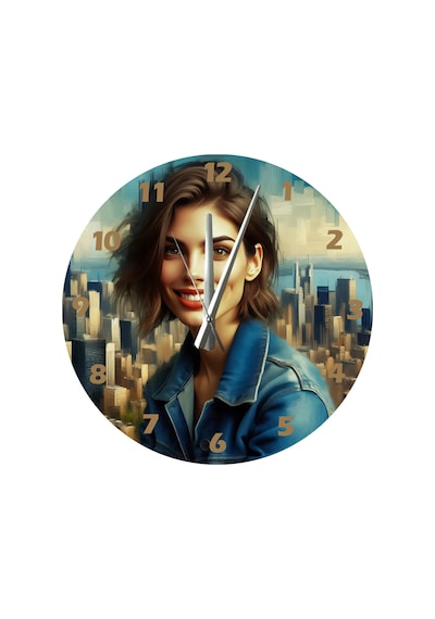 Ti-play Şehir Ve Mutluluk30x30cm Akrilik Dekoratif Modern Duvar Saati ÇOk Renkli