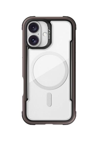 Apple Uyumlu iPhone 16 Kılıf Magsafe Airbagli Raptic Shield Serisi Şeffaf Arka Yüzey Kapak Kahverengi Kahverengi