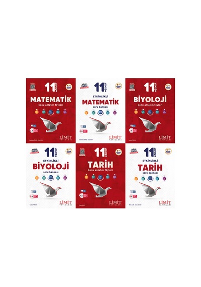 Limit 2027 11. Sınıf Matematik + Biyoloji + Tarih Konu Anlatım Föyleri + Soru Bankası Seti 6 Kitap Maarif Model