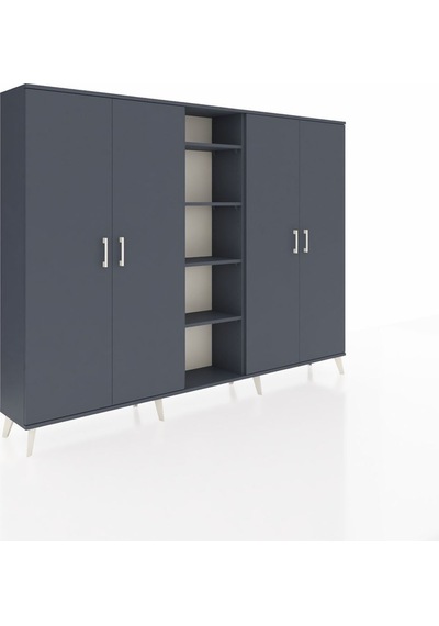 Arges Dolap 12 Raflı 4 Kapaklı 220x30x163 Antrasit-antrasit Antrasit - Antrasit