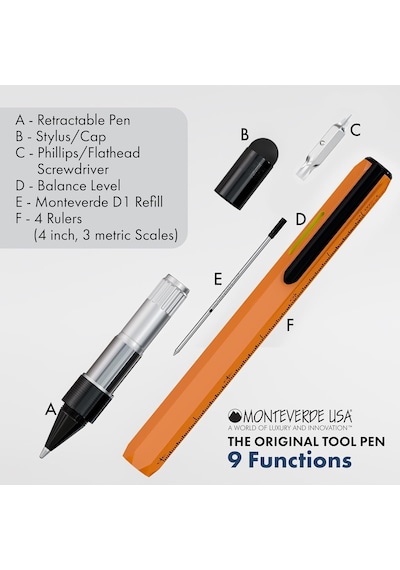 Monteverde Tool Pen Serisi Mv35295 Tk Toolpen Multifunction Orang Çok Renkli