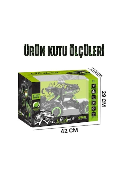 37 cm Dev Boy 4x4 Off Road Arazi Arabası Şarjlı Uzaktan ve Bilekten Kumandalı 360° Işıklı Müzikli