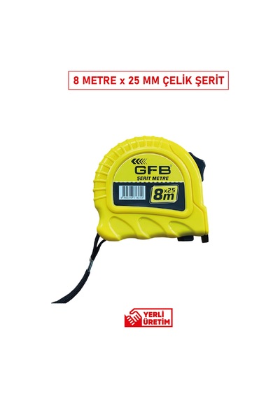 Profesyonel Şerit Metre 8 X 25 Mm