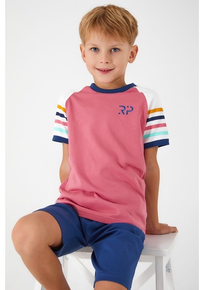 Rolypoly Section Patterned Pembe Erkek Çocuk Bermuda Takım 5274-33136 Pembe