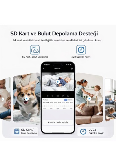 Robot Tasarımlı Akıllı Wifi Güvenlik Kamerası 1080p 2mp 360 Hareket Takipli Gece Görüşlü Ip Kamera