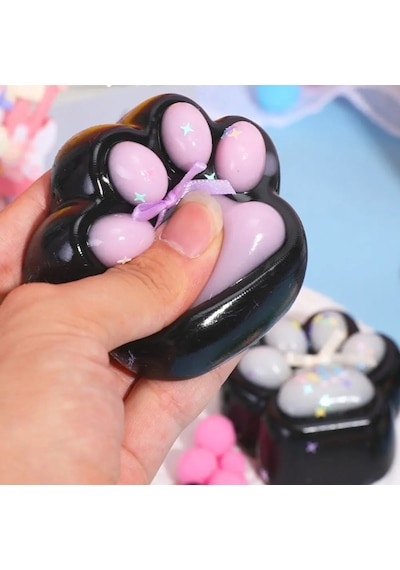 Kedi Patisi Squishy Stress Oyuncağı Sukuşi Pati, Siyah-pembe Diğer