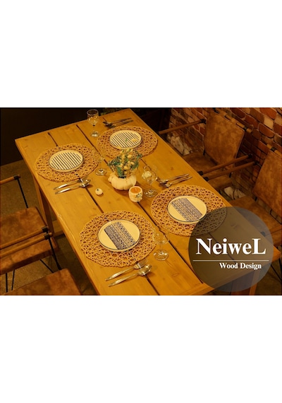 Neiwel Garden Avex Doğal Ahşap Bahçe Yemek Masası-80-140 Açık Ceviz