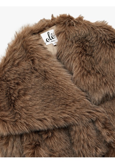 Koton Suni Kürk Mont Oversize Geniş Yaka Kahverengi 6wal20001ık Kahve