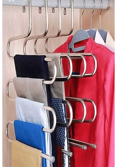 Dalian Home 2'li 5 Katlı Metal Pantalon Eşarp Askısı Dolap İçi Düzenleyici Metal Gümüş Diğer