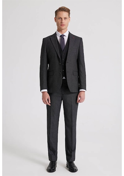 D's Damat Ds Damat Slim Fit Antrasit Armürlü Mono Yaka Tek Yırtmaçlı Astarlı Takim Elbise Kombinli 8HFY5ORTKMBN1 Antrasit