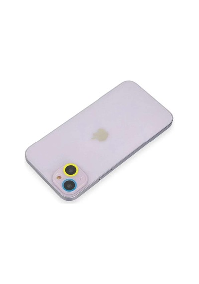 İphone 13 Renkli Kamera Lens Koruma Cam - Sarı-mavi Diğer