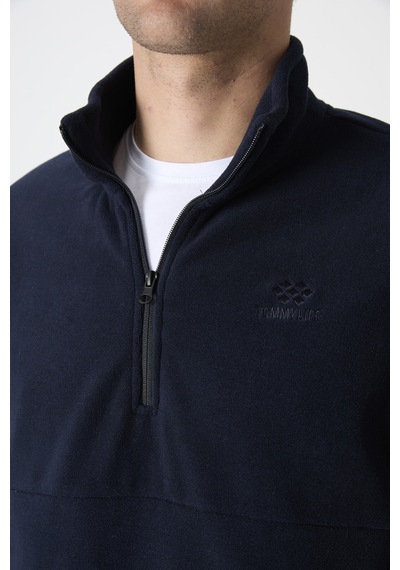 Tommy Life Lacivert Yarım Fermuarlı Sweatshirt Slim Fit Dik Yaka Erkek Polar - 87891 Lacivert