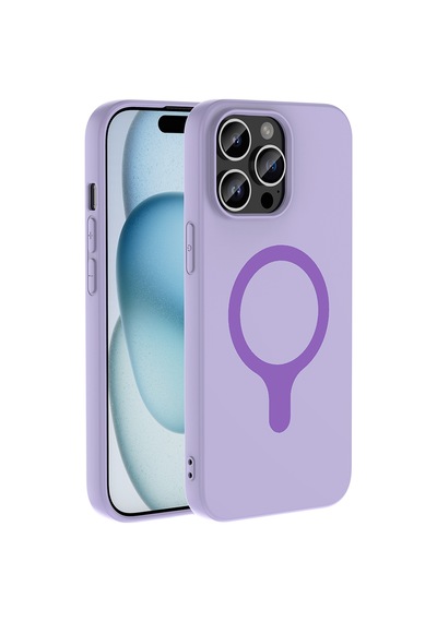 Apple iPhone Uyumlu 14 Pro Max Kılıf M-safe Şarj Özellikli Zore Aris Silikon Kapak - Lila