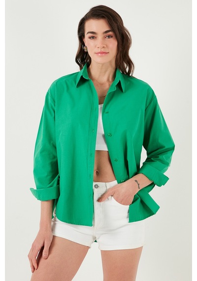 Lela Pamuklu Regular Fit Önü Kısa Arkası Uzun Oval Kesim Bayan Gömlek Cf25S163867 Benetton