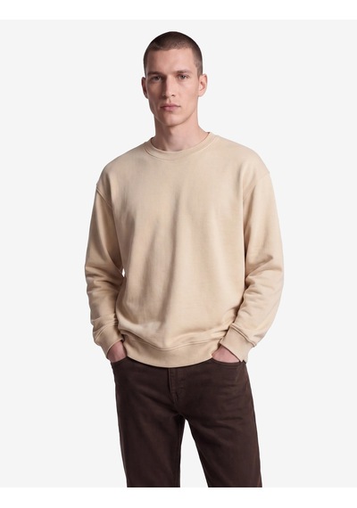 Koton Uzun Kollu Üç İplik Yıkamalı Rahat Kalıp Pamuklu Bisiklet Yaka Sweatshirt Bej 7wam70154mk Ekru