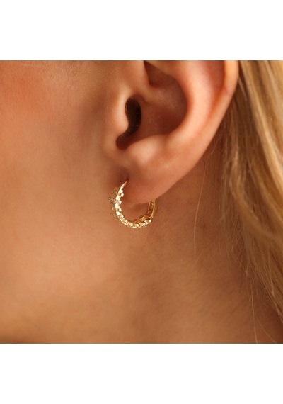 Sembol Gold Meridyen Altın Halka Küpe 1.5 CM