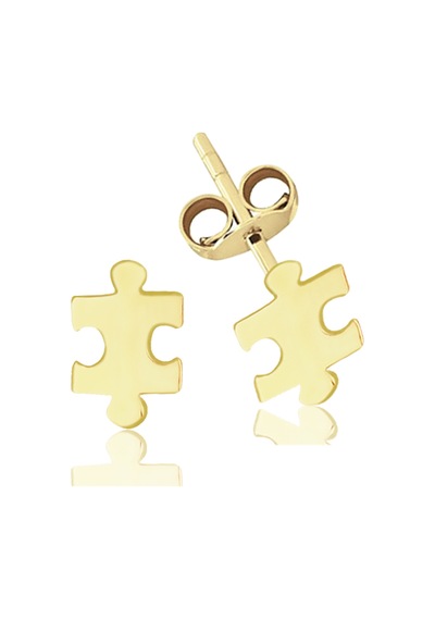 Altın Taşsız Puzzle Küpe