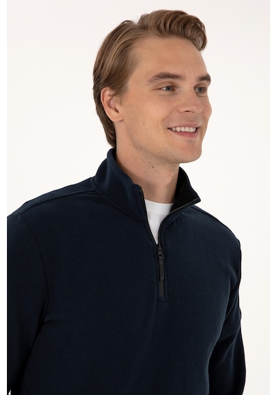 U.S. Polo Assn. Erkek Regular Fit Lacivert Polar Yarım Fermuarlı Basic Sweatshirt 50313777-VR033