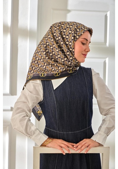 Silk Home Twill İpek Eşarp 11481-33 Antrasit, Haki, Gri, Gümüş