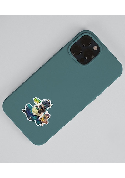 Genshin İmpact-kinich 2 Li Sticker Set Parlak Kağıt Oyun Karakteri Kinich Telefon Süsleme Etiketi Yeşil