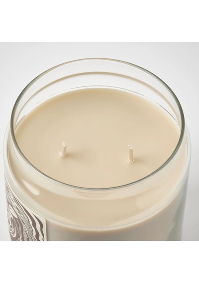 Ikea Glanslınd Cam Kaplı Kokulu Mum 10,5 X 12 Cm Vanilya - Karamel Bej - Açık Bej