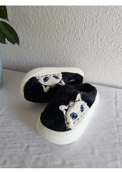 Kadın Kedili Peluş Rahat Ev Terliği 25bnt133 Siyah