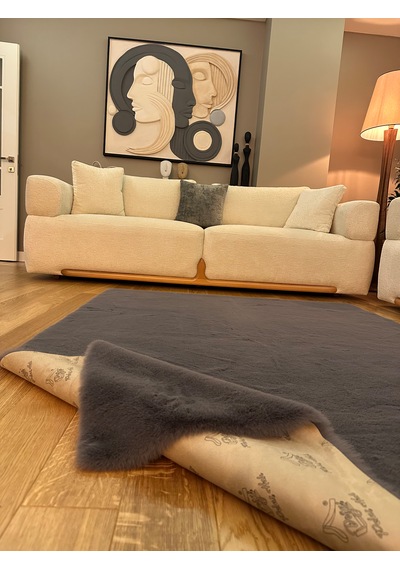 Ultra Soft Gri Yumuşak Dokulu Peluş Halı Dikdörtgen