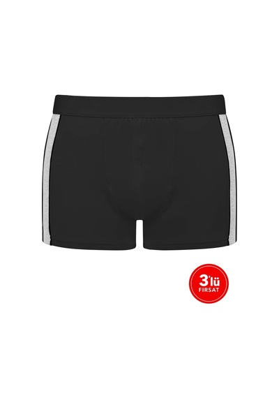 Sementa Sam Erkek Modal Iki Renkli Boxer 3'Lü Paket - Siyah