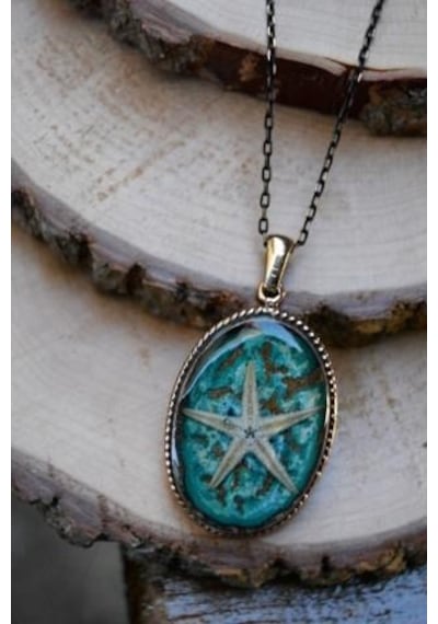 Stoneage Jewellery Gerçek Gerçek Deniz Yıldızı El Yapımı Kadın Ko Turkuaz