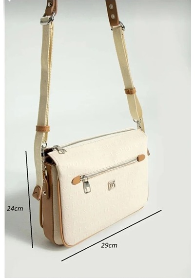 Just Polo Orijinal Kadın 3 Bölmeli Lüks Omuz Çantası Shopper Krem - Taba
