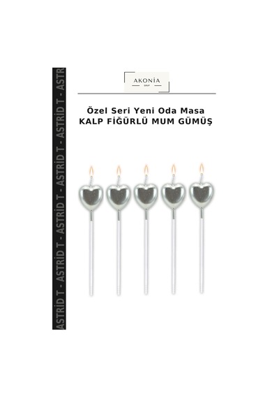 Özel Seri Yeni Oda Masa Kalp Fiğürlü Mum Gümüş