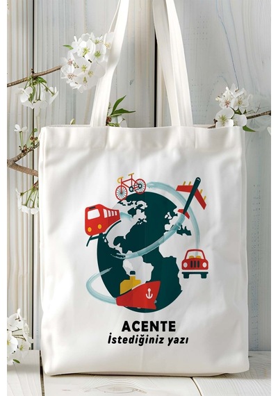 Art Hediye Acente Baskılı Bez Omuz Çantası Kişiye Özel Model 8 Çok Renkli