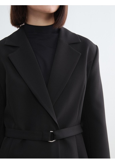 Lcw Modest Siyah Beli Kemerli Kadın Blazer Ceket