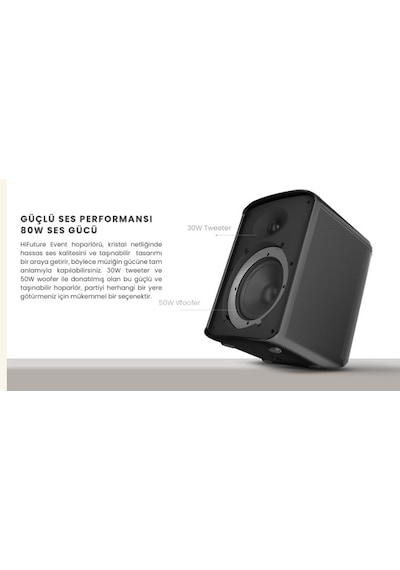 Hifuture Event Bluetooth 80w Rgb Ipx4 Taşınabilir Parti Hoparlörü