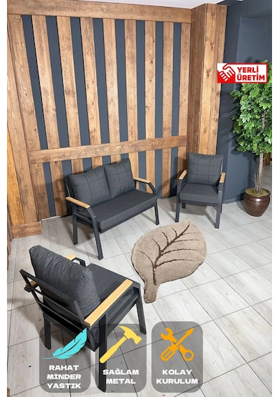 Ard & Garden 211 Antrasit Fermuarlı Balkon Bahçe Takımı, Cafe, Salon - Metal Kanepe Koltuk Takım Antrasit Ard & Garden 211 Antrasit Fermuarlı Balkon Bahçe Takımı, Cafe, Salon - Metal Kanepe Koltuk Takım Antrasit