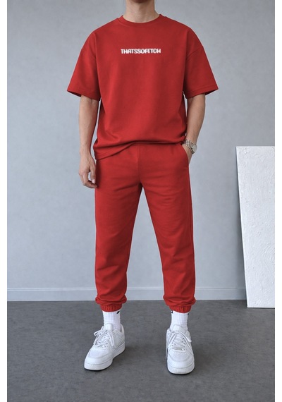Thatssofetch Kırmızı T-shirt Eşofman Altı Jogger - Baskılı Eşofman Takımı Oversize Kırmızı Thatssofetch Kırmızı T-shirt Eşofman Altı Jogger - Baskılı Eşofman Takımı Oversize Kırmızı