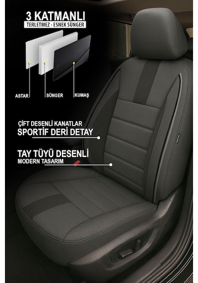 Oniks Tay Tüyü Oto Koltuk Kılıfı Fiat Egea-linea-punto-albea-marea-tipo-uno Uyumlu Füme