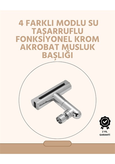 360 Dönüşlü Su Akışı Başlığı 4'ü 1 Arada Kullanım
