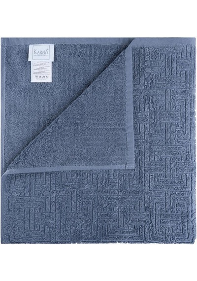 Pamuk Tekli Havlu Jakarlı Karna Premıum Molıs - 70 X 140 İndigo