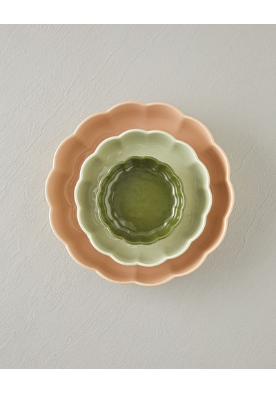 English Home Cottage Stoneware Yuvarlak Fırın Kabı 13x4 Cm Koyu Yeşil