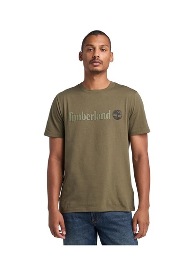 Timberland Linear Logo Erkek Haki Yuvarlak Yaka Tişört Haki