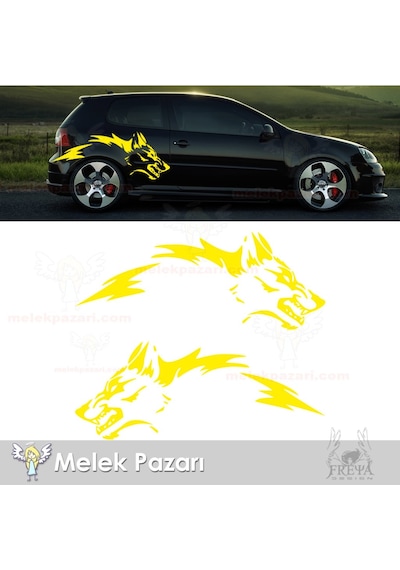 Kurt Yan Gövde Oto Sticker. Kurt Çamurluk Üstü Araba Sticker