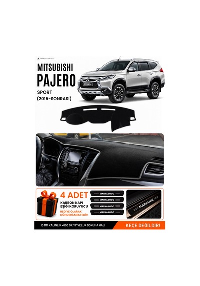 Mıtsubıshı Pajero Sport 2015-sonrası Uyumlu Torpido Örtüsü, Torpido Kılıfı - Siyah Gri